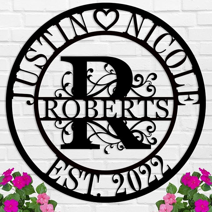 Wedding Gifts for Couples 2024 Last Name Signs for Home Personalized Metal Signs Monogram Wall Decor Personalized Family Name Sign Anniversary Wedding Gift