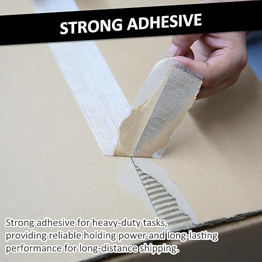 Ealyder Tape 2 Inch x 30 Yards Transparent Reinforced Fiberglass Tape – 5.5 Mil Filament Strapping Tape, Adhesive Heavy Duty