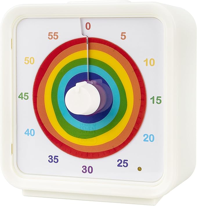 TWENTY5 SEVEN Countdown Timer, 60 Minute 1 Hour Silent Visual Timer, Magnetic Classroom Teaching Tool Office Meeting, Countdown Clock for Kids Time Management, Rainbow