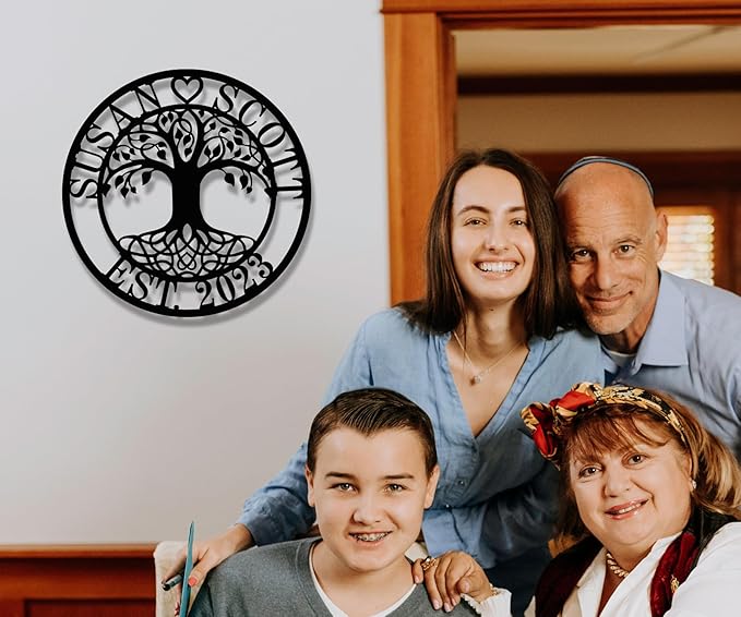 Personalized Tree of Life Metal Wall Art | Custom Monogram Family Last Name Sign | Outdoor & Indoor Tree Wall Decor | Unique Christmas, Wedding, or Housewarming Gift