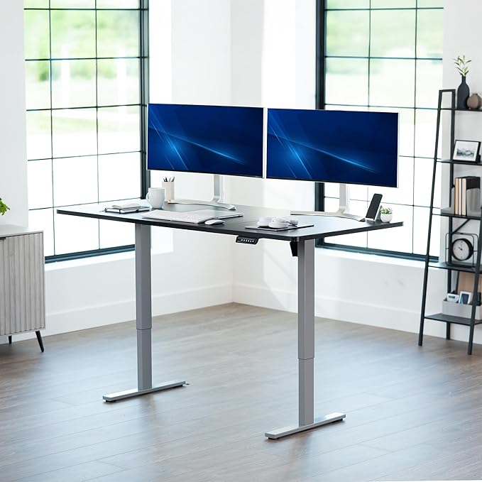VIVO Electric 71 x 30 in Standing Desk, Memory Height Adjustment, 1B Series, Holds 220 lbs, Black Top Gray Frame, DESK-KIT-1G7B