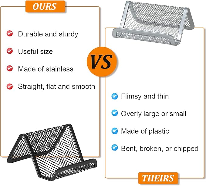 EMOMAS Business Card Holder for Desk, Office Desktop Business Card Display Holder, Mesh Business Card Holder, Desk Accessories for Women and Men,Black ( 3 Pack )