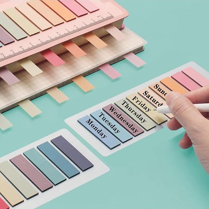 ELII 800pcs Books Tabs for Annotating,Sticky Tabs Clear Sticky Notes,Page Markers for Notebooks, Multi-Colored Writable and Repositionable Book Flags