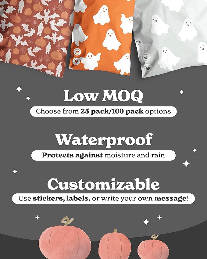 Poly Mailers 6 x 9 Inch- 100 pack Biodegradable Shipping Bags for Stationery and Small Accessories - Impack Self-Seal Waterproof Thick Mailing Envelope for Small Items - Ghost Orange