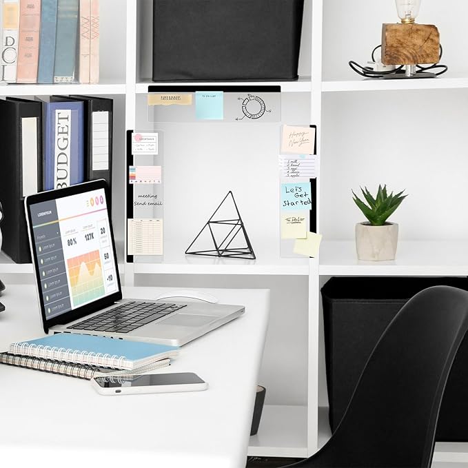 DOLLAR BOSS Monitor Memo Boards for Computers 3 Pcs Office Desk Accessories 11" x 3.1" Transparent Acrylic Monitor Side Panel Multifunction Message Board Screen Note Holder for Office Home Work Desk