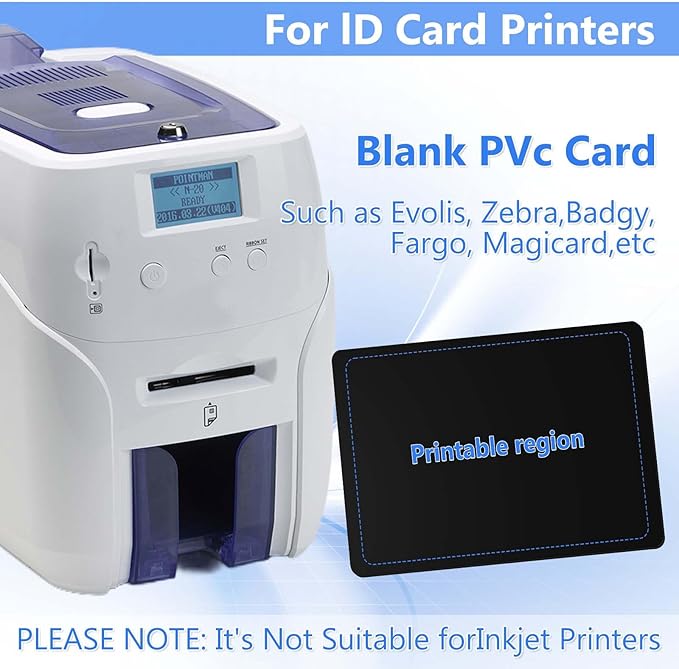 55 Pack - Premium Blank PVC Cards for ID Badge Printers - Premium Quality Black CR80 30 Mil (CR8030) by KLMNDUO - Compatible with Most Photo ID Badge Printers(Black)