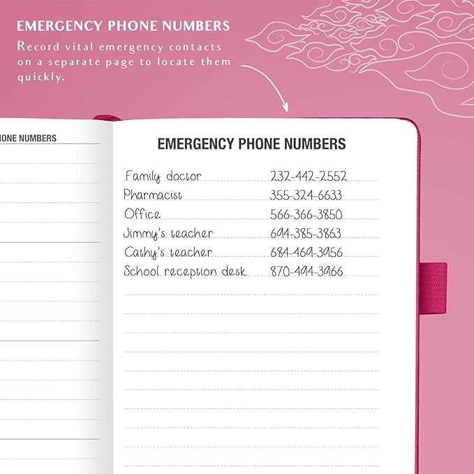 Legend Planner Address Book with Alphabetical Tabs –Telephone Contacts Book for Phone Numbers, Addresses, Passwords, Medium (Hot Pink)