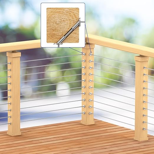 BLIKA 40 Pack 45 Degree 1/8" Angle Beveled Protector Sleeves, 45 Degree Wood Post Protector for 1/8" Stair Cable Railing, T316 Stainless Steel 45 Degree Protector Sleeves Cable Railing