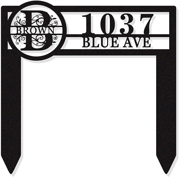 Personalized Metal Adress Sign With Stakes，Home Address Signs for House,Custom Yard Signs for Houses with Stakes,Address Signs house number signs for Yard, House Numbers for Outside