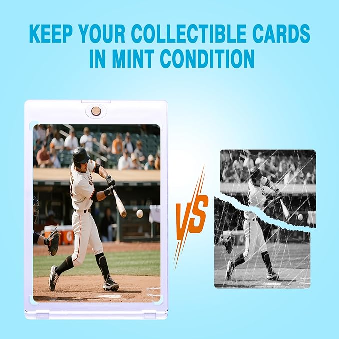 60-Pack Magnetic Card Holders - 35pt One Touch Card Holder, UV Protection Clear Acrylic Trading Card Case, Card Protector for Baseball, Game, Sports Cards, Fit for Standard Cards Storage and Display