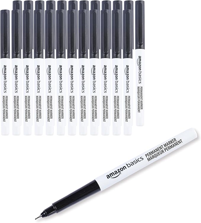 Amazon Basics Ultra Fine Point Permanent Markers, Black, 24-Pack