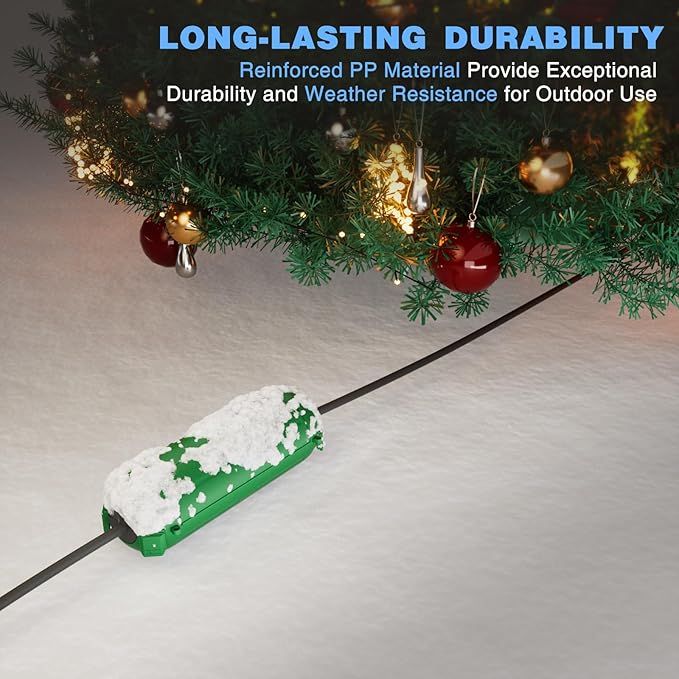 Flemoon [9 Pack] Outdoor Extension Cord Safety Cover, IPX4 Waterproof Connection Protector, Weatherproof Electrical Box for Outdoor Plug, Outlet, Holiday Light, Christmas Decorations, Green