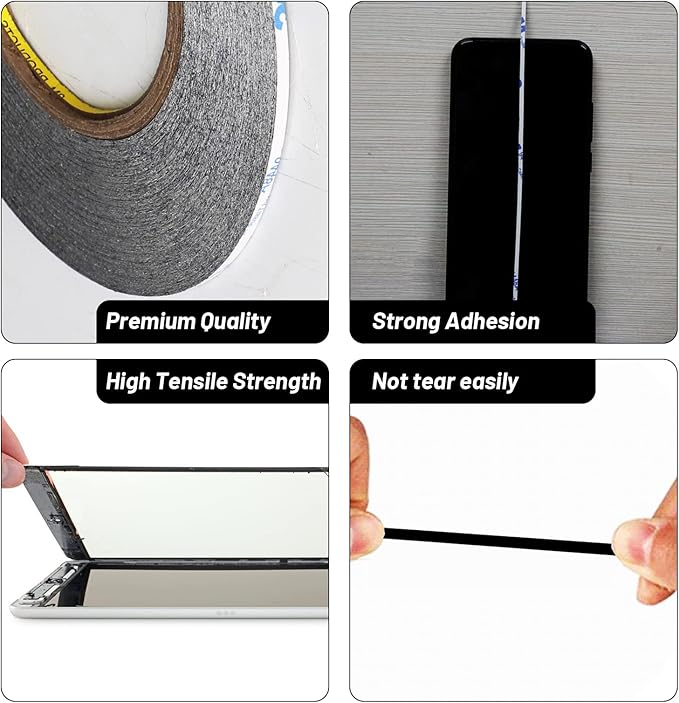 Kaisiking 2mm / 3mm x 50M LCD Screen Repair Tape Cell Phone Adhesive Tape Thin Double Sided Tape Adhesive with 1 Tweezers for Cell Phone, iPad, Tablets, Laptops, Camera, LCD Screen Repair