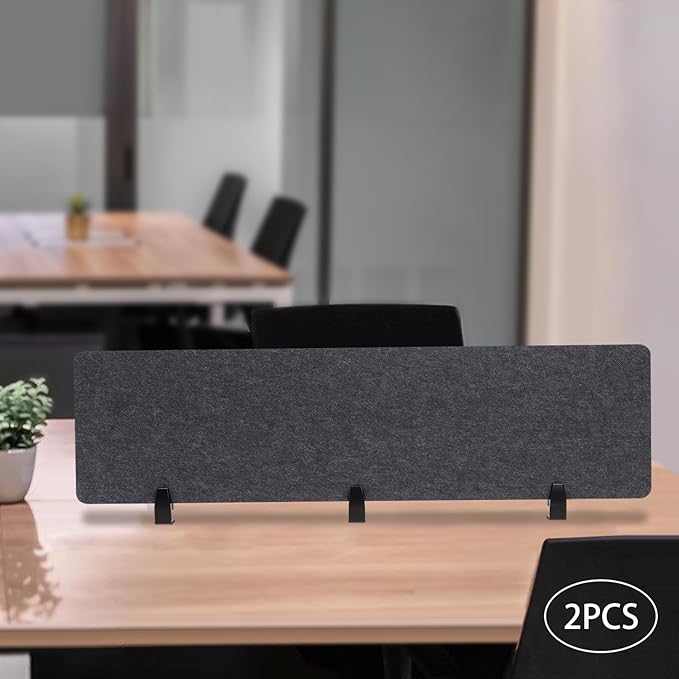 Clamp-On Acoustic Desk Divider, 2Pcs 60x16in Acoustic Partition, Desktop Privacy Panel, Sound Absorbing Workstation Panel (Anthracite Gray, 60" x 16")