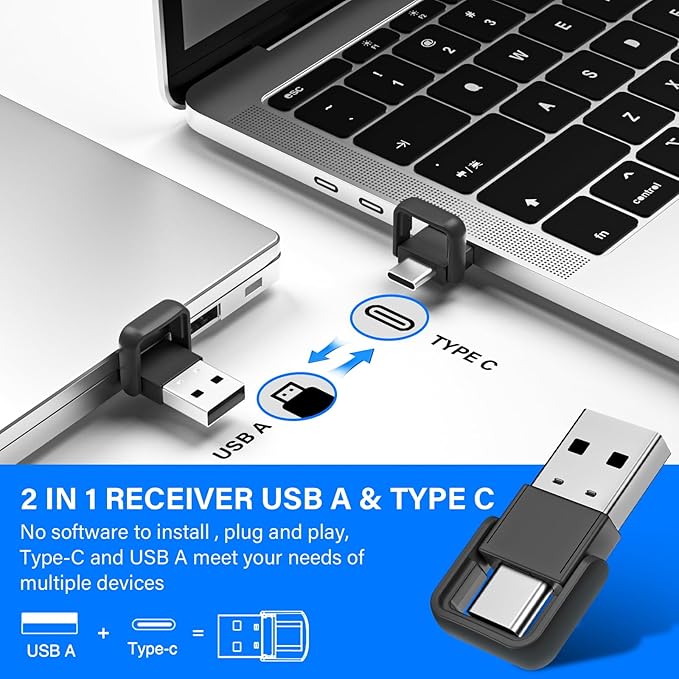 Presentation Clicker with Air Mouse - USB C Wireless Presenter Remote Clicker with Pointer, RF 2.4GHz PowerPoint Clicker for Presentation