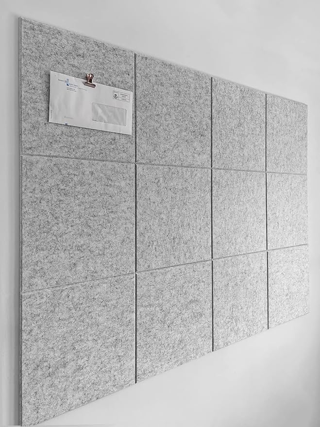 DECORITA Large Cork Board Alternative | Cork Boards Cork Tiles for Walls | Aesthetic Felt Bulletin Board Pin Board for Office, Home & Classroom | Felt Wall Tiles (12-Pack) | Marble