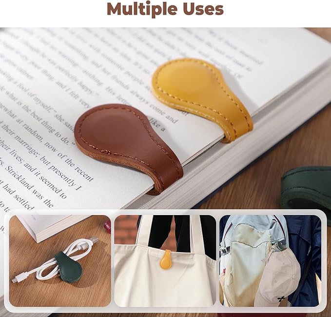 Personalized Magnetic Leather Bookmark, 26 Letters Custom Leather Bookmarks, Handmade, Leather Magnetic Bookmark for Book Lovers Readers Women Kid(Dark Yellow，B）