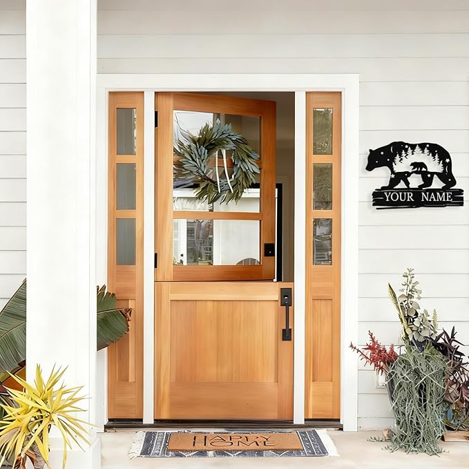 Custom Bear Metal Sign, Custom Bear Metal Wall Art Decor, Personalized Last Name Signs for Home, Rustic Farmhouse Black Wall Decor for Cabin, Bedroom, Living Room, Porch