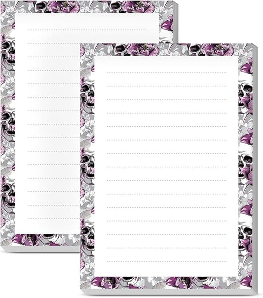 SXboxing Sticky Notes 4X6 Inches, 2 Pack Large Cute Self-Stick Pads, Bright Funny Memo Pads Easy to Stick for Home, Office Luxury Flower Skulls