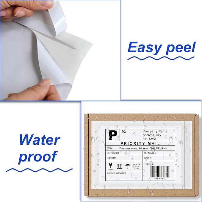 9527 Product 4.5" x 5.5" Clear Adhesive Top Loading Packing List/Shipping Label Envelopes (200 Pack)