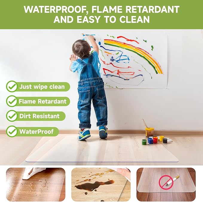 SOONAN Chair Mat for Hardwood Floor, 48" x 36" Clear Office Floor Mat, 0.08" Thickness Heavy Duty Computer&Desk Chair Mat,Floors Protector Chair Mats for Home & Office
