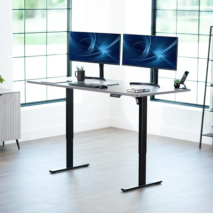 VIVO Electric 71 x 36 in Standing Desk, Memory Height Adjustment, 1B Series, Holds 220 lbs, Dark Gray Top Black Frame, DESK-KIT-1B7G-36