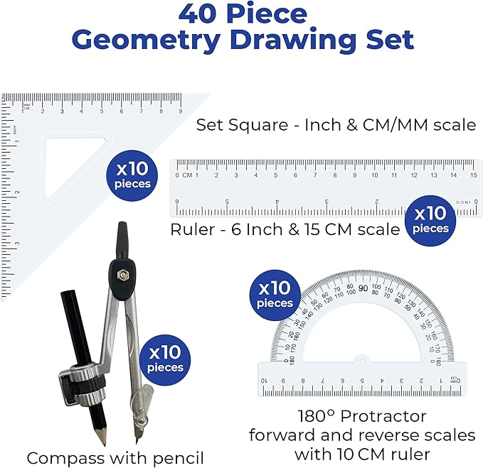 Virginia's Store 40 Piece, Precision Geometry Set (10x 4piece Sets)