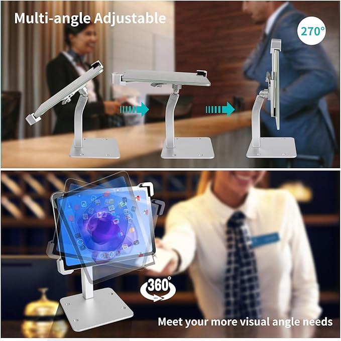 YOOZ Anti Theft Tablet Holder, Secure Desktop iPad Mount Lock, All Metal Material - Kiosk Retail Counter Lockable Stand for Tablet 9-14", iPad Pro 13 12.9 11, Air, Galaxy Tabs, Surface Pro etc