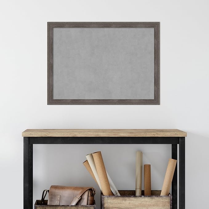 Amanti Art Grey Framed Magnetic Board 23x31 Medium Vision Board for use with Magnets, 100% Metal Sheet to Display Items as Office Decor or for Home Organization in mudroom, Kitchen or Kids Room