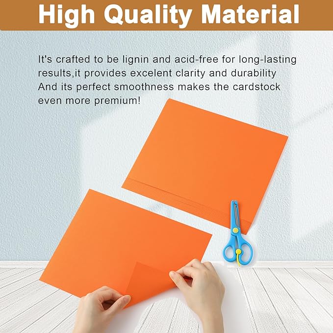 Silunkia 40 Sheets Orange Cardstock 8.5 x 11 Craft Paper, 75lb Premium Pumpkin Card Stock Printer Paper for DIY Cards Making, Certificates, Invitations, Scrapbooking, Party Decorations