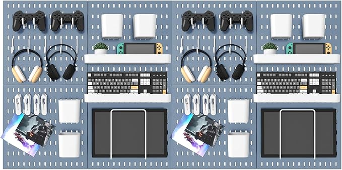 MULSAME Pegboard Combination Kit, 25.2" x 50.4" Wall Mounted Storage Set with 8 Pegboards & 40 Accessories Hanging, Peg Boards Organizer