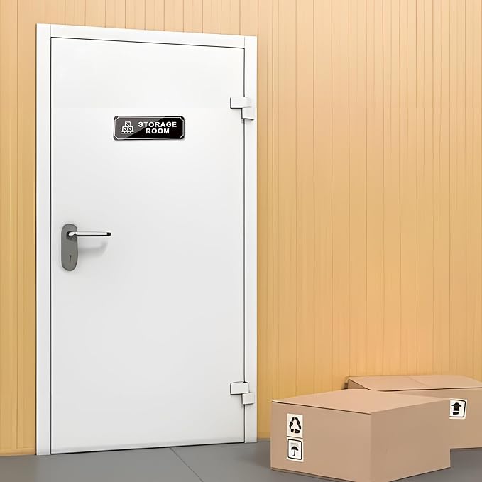 Storage Room Door Sign for Business, Self-Adhesive Durable Modern Storage Room Sticker, UV and Weather Resistant Authorized Personnel Only Signs for Home, Business, Restaurants, Private Area