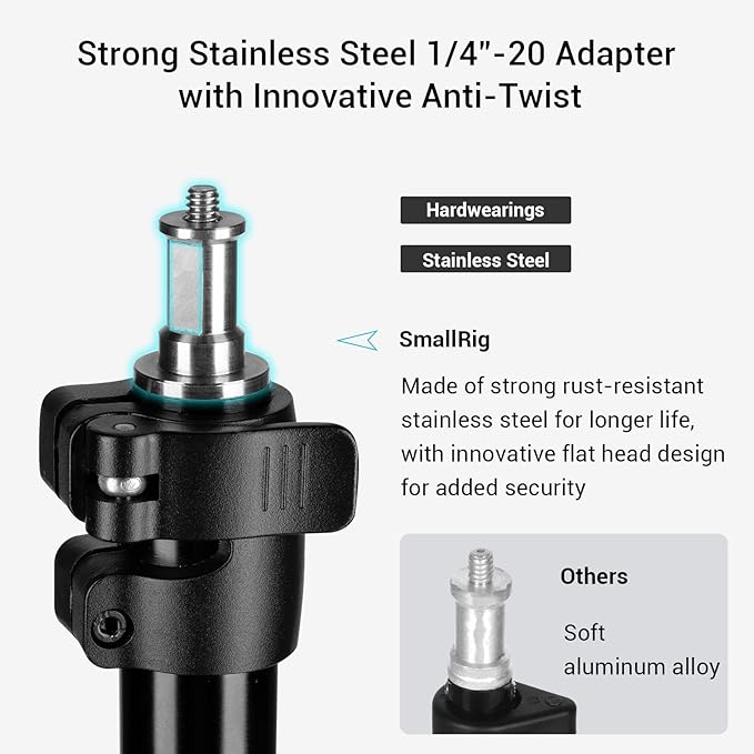 SMALLRIG Photography Light Stand 110"/9.2ft/280cm, Air-Cushioned Aluminum Photo Video Tripod Stand with 1/4" Screw for Softbox, Studio Light, Reflector and Ring Light, Max Load 8kg, RA-S280