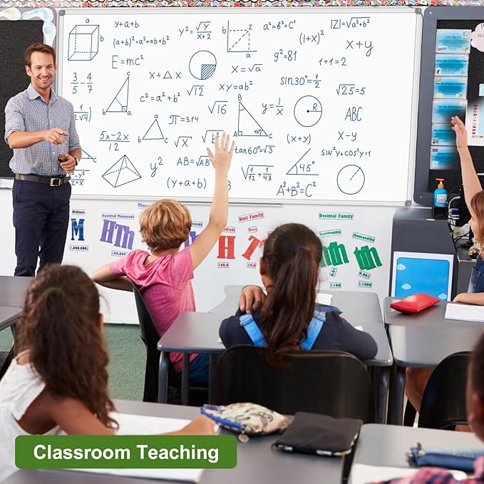 Lockways Dry Erase Board 96 x 48 Inch, Large Magnetic 4 x 8 White Board Wall Mounted, Aluminium Frame Whiteboard with Marker Tray for Office Home & School