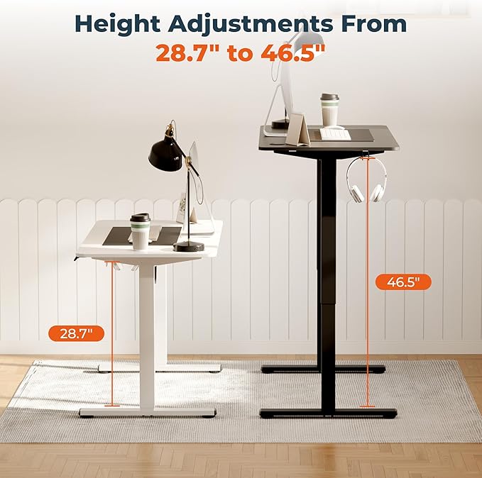 FitStand Adjustable Stand Up Desk Standing Desk, 40x24 Inches Home Office Desks with Memory Preset Computer Workstation, Splice Black Top + Black Frame
