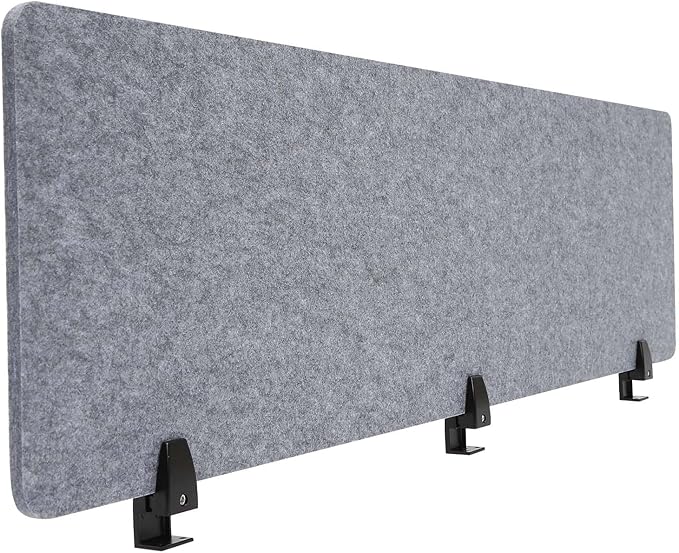 ReFocus Raw Clamp-On Acoustic Desk Divider Mounted Privacy Panel Set – Reduce Noise & Visual Distractions for Office, Study (Castle Gray, 2× Panels (60"×16"))