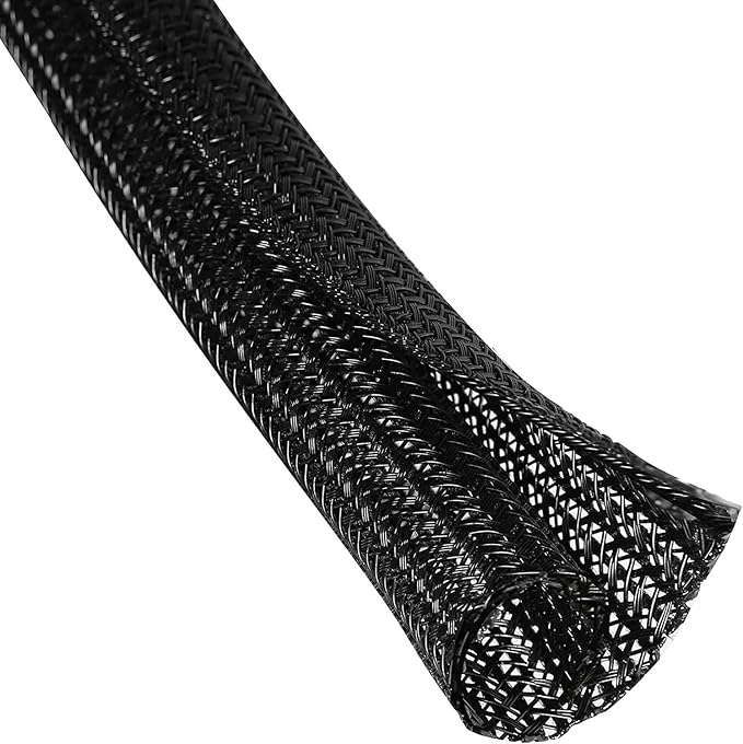 QCSIW 1/4" x 100ft Black Cable Sleeve Protector - Split Wire Loom Tubing for USB/Power/AV Cords, Pet-Proof Chew-Resistant Cover for Cats & Dogs, Flexible Cord Organizer (Black)