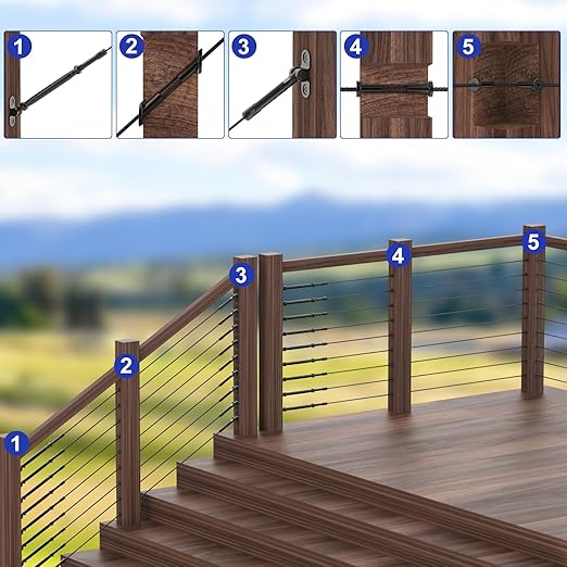 BLIKA 200 Pack Black Stainless Steel Protector Sleeves for 1/8" 5/32" or 3/16" Deck Cable Railing, for Wood/Composite Posts, T316 Marine Grade, Black Cable Railing Protector Sleeves