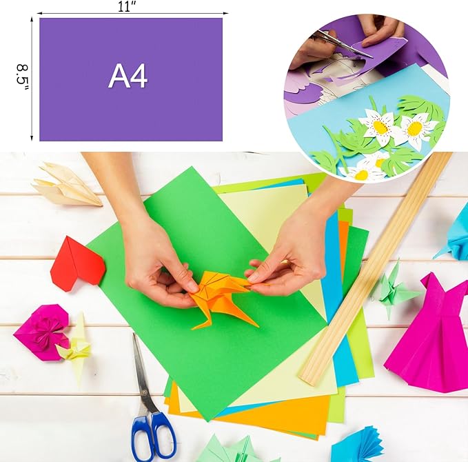 100 Sheets Colored Cardstock 8.5 "x 11", 65LB 180GSM Craft Bulk Construction Paper, 20 Assorted Colors Card Stock Paper for School & Office, Card Making Printer Scrapbook Decorations DIY Crafts
