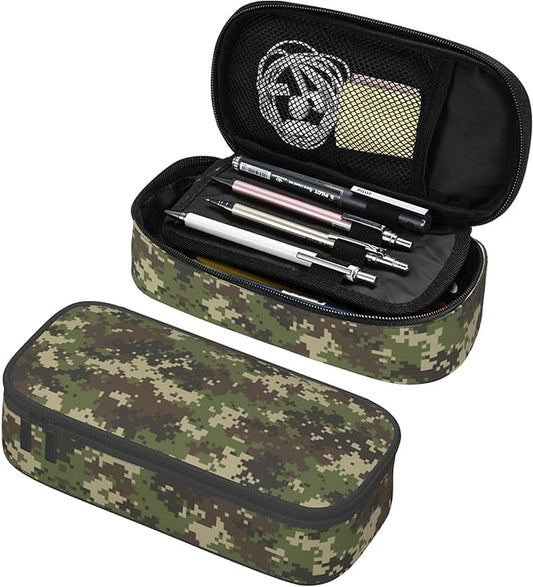 YIJIUWKIS Camo Pencil Case for Kids Boys Girls, Big Capacity Green Pencil Pouch, Portable Pencil Box Stationery Storage Desk Pen Bag for School Office