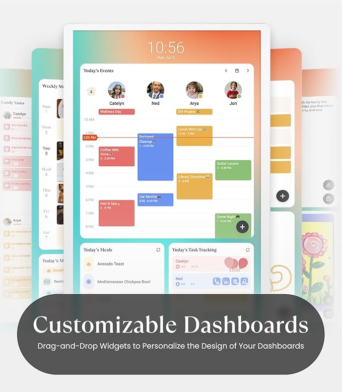Cozyla Mate Calendar+ 2: 24" Digital Calendar Wall Touch Screen Chore Chart Customizable Dashboard Smart Electronic Display for Family Schedules Meal Plan All App Support Wall Mount Planner for 2026