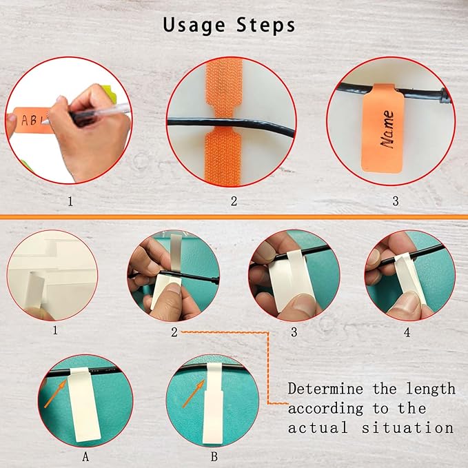 Kisajar 50-Pcs Cable Labels & Cord Tags - 20 Reusable Large Wire Tag + 30 Tear-Resistant White Cords Label,Write-On Water-Resistant Multicolor Wire Marker for Identifying Electrical and Charging Cords