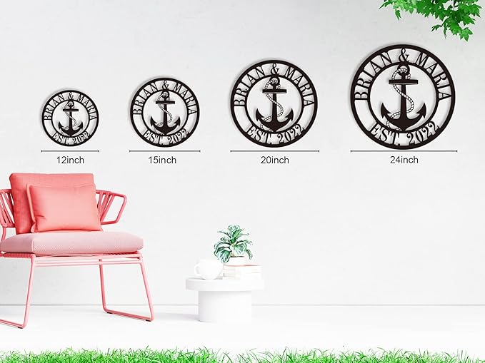 Personalized Nautical Decor, Custom Metal Sign, Anchor Family Name Sign,Nautical Wall Decor, Anchor Custom Name and Date Metal Sign
