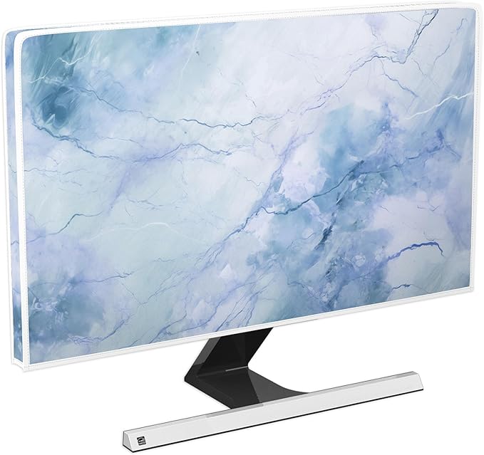 Baocicco Fashion Haze Blue Marble Computer Monitor Dust Cover 22, 23, 24, 25 Inch Full Body Cover for Display Screen Panel Case Computer Sleeve Compatible with iMac 24, 22-25 PC, Desktop and TV