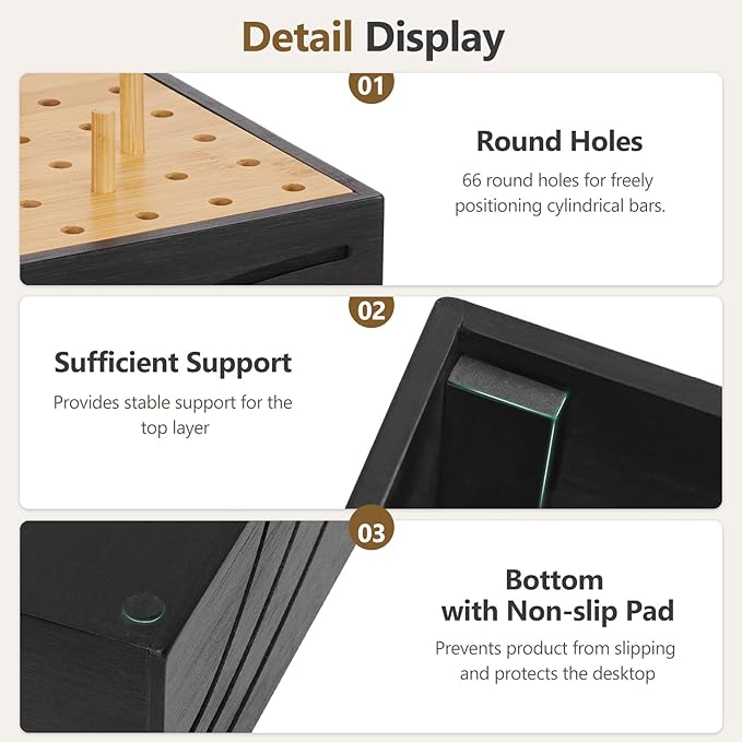 Cozivolife Bamboo Charging Station for Multiple Devices, Charger Organizer Desk Docking Stations Rack for Phones, Tablets, Laptop, Perfect to Work from Home (Natural and Black, M)