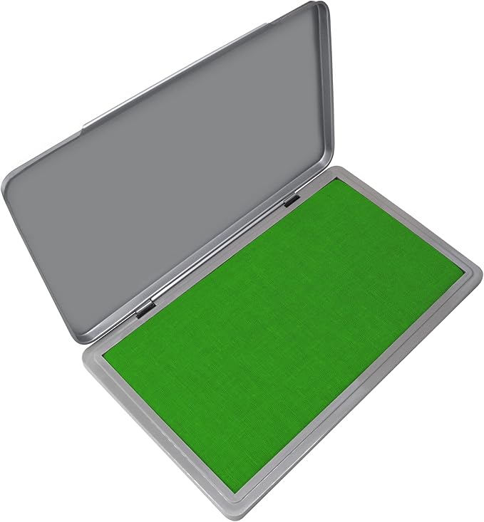 Metal Case Stamp Pad Large Size, Green Color - Size: 3" x 6" - Choose from 15 Ink Colors