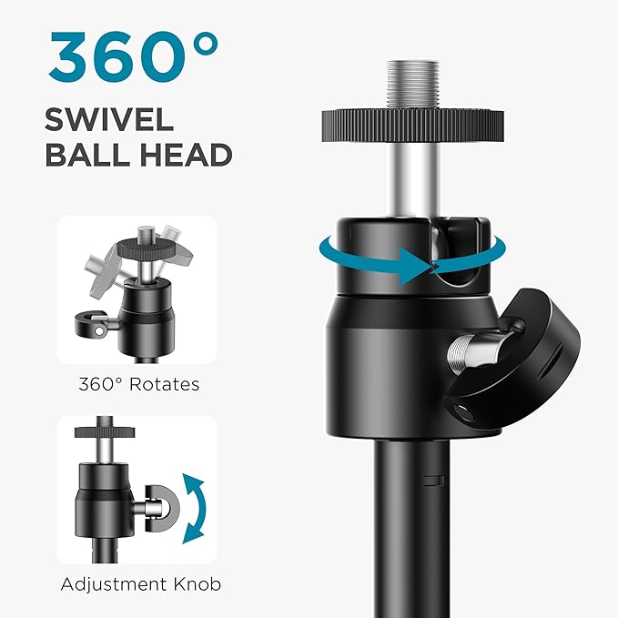 InnoGear Webcam Tripod, Extendable Webcam Stand for Desk Camera Stand Mount with Phone Holder for Webcam C922 C930e C920S C920 C615 C960 C920x BRIO 4K NexiGo N60, Right Light, GoPro with 1/4" Thread