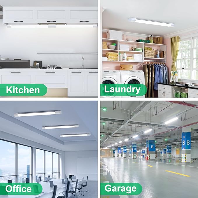 Modlicht LED Shop Light Fixture, 2FT Linkable 18W Plug in Wall Light, 5000K Closet Light for Workbench Kitchen Basement, Under Cabinet Lighting, LED Tube Light Fixture with Plug, Triproof, White