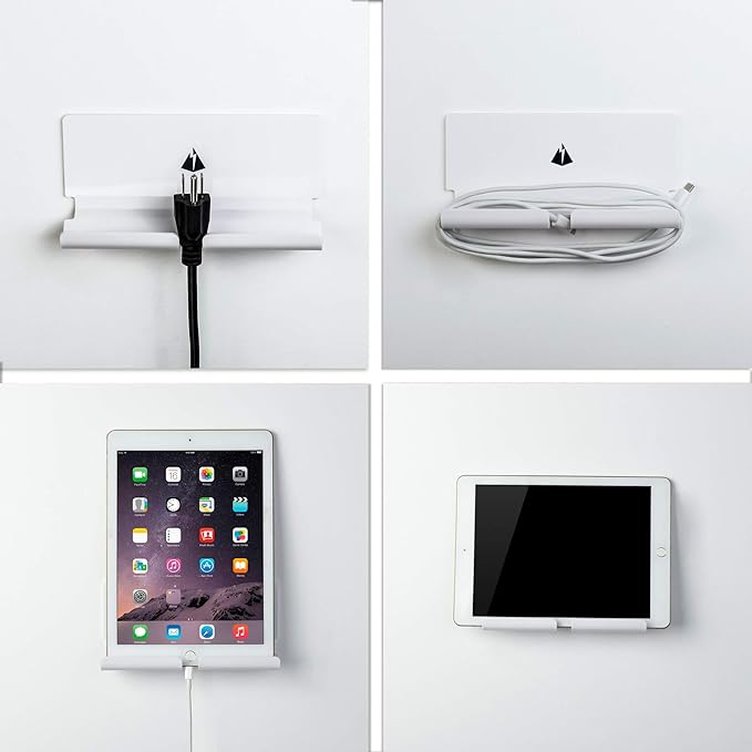 TXEsign Adhesive Wall Phone Tablet Holder Mount Stand for Tablet Smartphones eReader Wall Holder Mount Shelf (White)