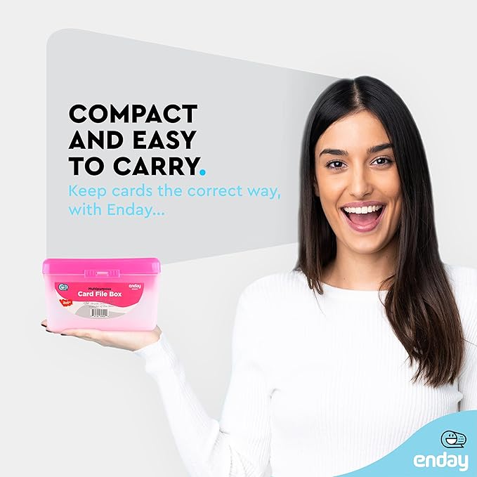 Enday Index Card Holder Pink, 3x5 Note Flash Card Organizer Case, Index Card File w/flip top, Notecard Recipe, Holder, Holds 250 Cards, Also Available in Purple, Red, Green, Blue, Grey (36 PC)